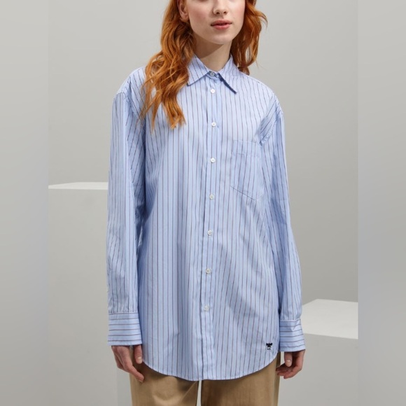 Max Mara Weekend Label-cut Cotton Poplin Shirt Size: US2 Xsmall Spring Summer - Picture 6 of 16